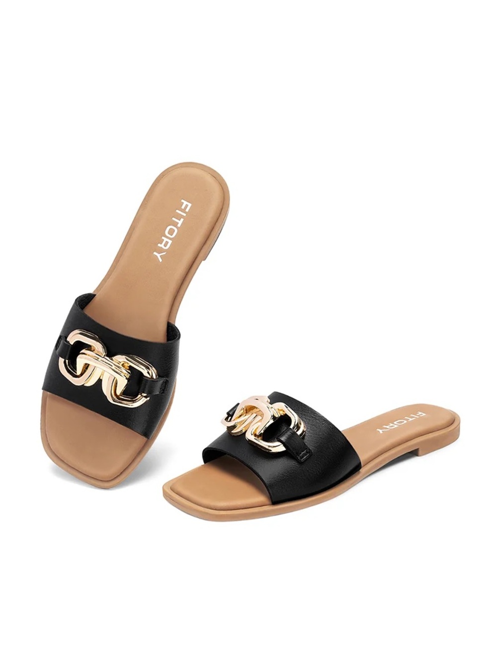 Fitory Marta Women's Black Comfortable Slides